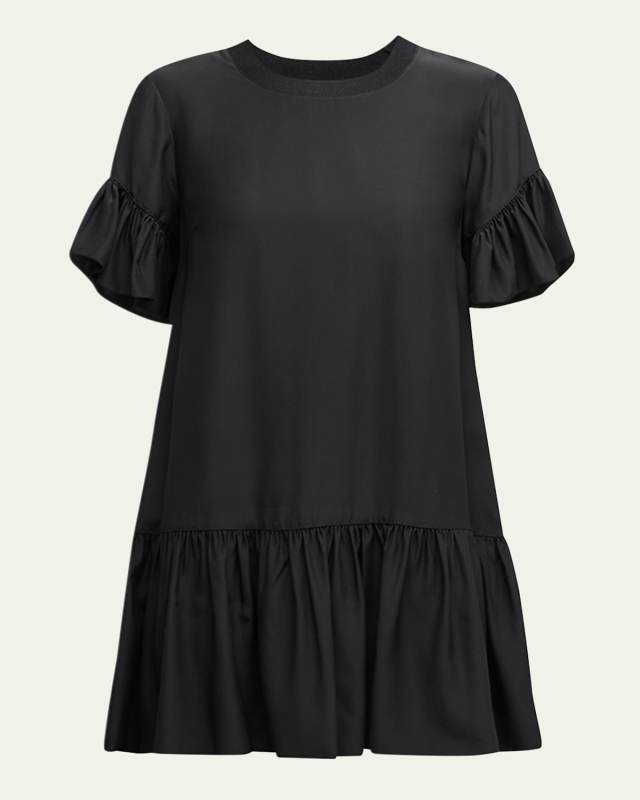 Leilah Silk Dropped-Waist Flounce Mini Dress